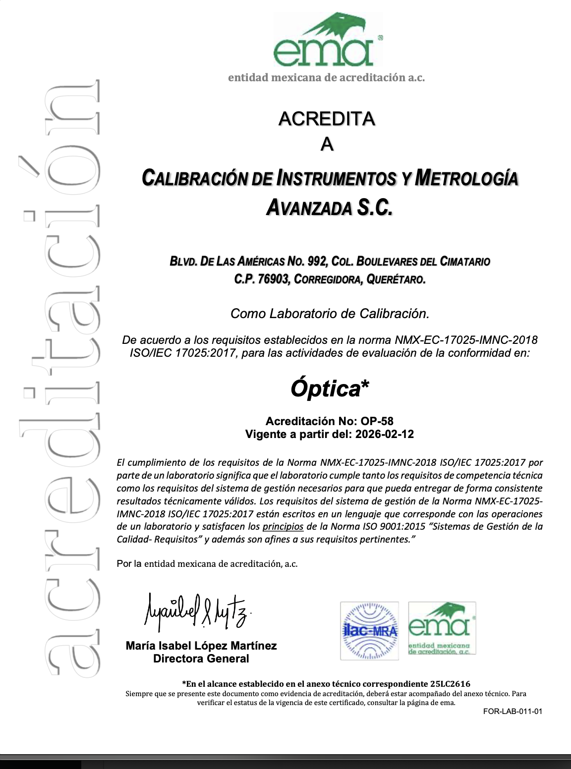 Optica Acreditación Emma